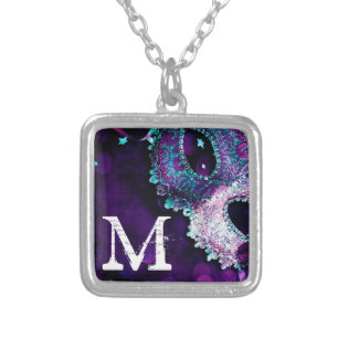 Masquerade Mask Costume Hallowee Monogram Necklace