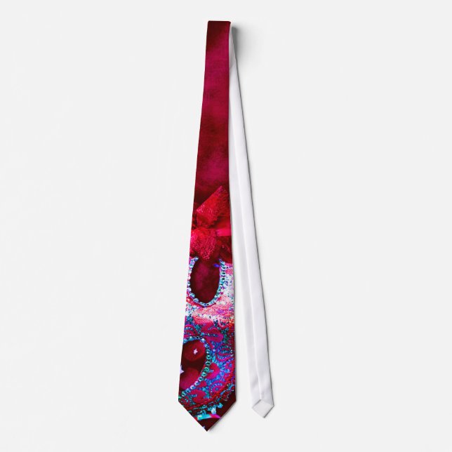 Masquerade Mask Costume Halloween Mardi Mens Tie (Front)
