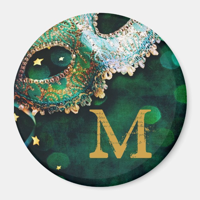 Masquerade Mask Costume Monogram Initial Magnet (Front)