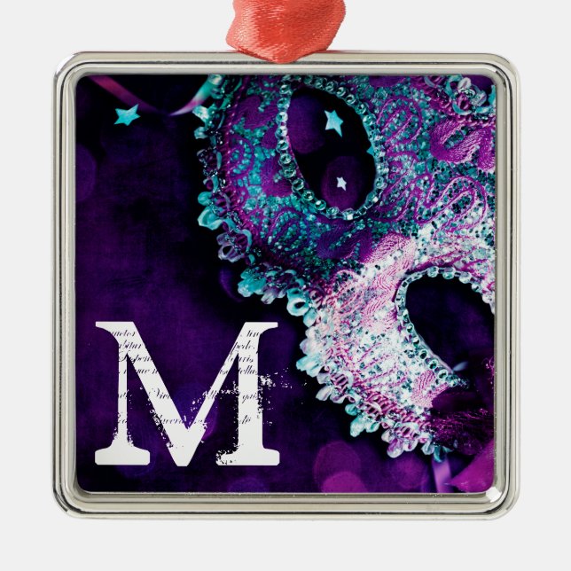 Masquerade Mask Costume Monogram Initial Ornament (Front)