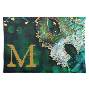 Masquerade Mask Costume Monogram Initial Place Mat