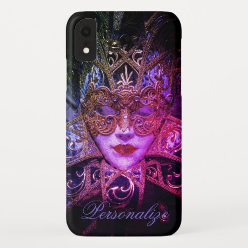 Masquerade mask elegant gothic black pink purple  iPhone XR case
