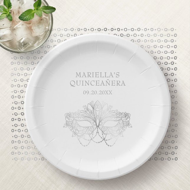 Masquerade Mask Elegant Quinceanera Paper Plates (Creator Uploaded)
