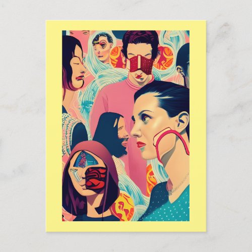 Masquerade Mask Fashion Collage 01 Postcard