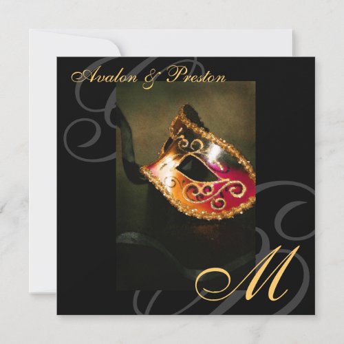 Masquerade Mask Gold Swirl Wedding Invitation