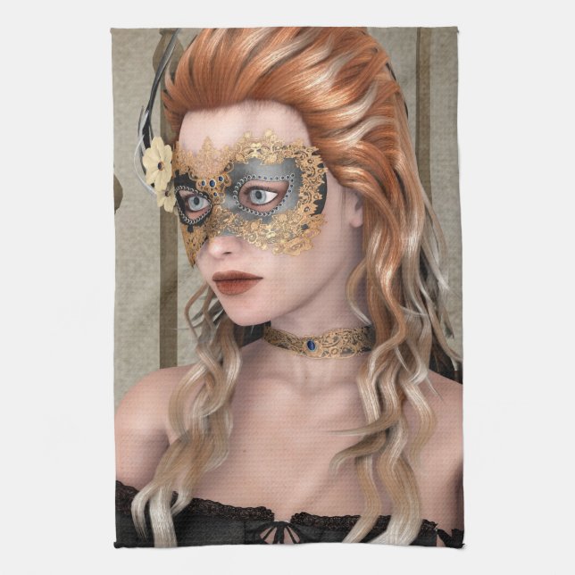 Masquerade Mask Kitchen Towel (Vertical)