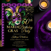 Masquerade Mask Mardi Gras 50th Birthday Party