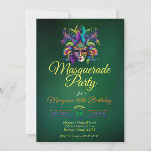 Masquerade mask party birthday invitation