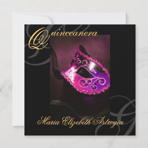 Masquerade Mask Pink Quinceanera Party Invitation