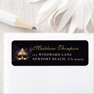 Masquerade Mask Purple Dramatic Return Address Label