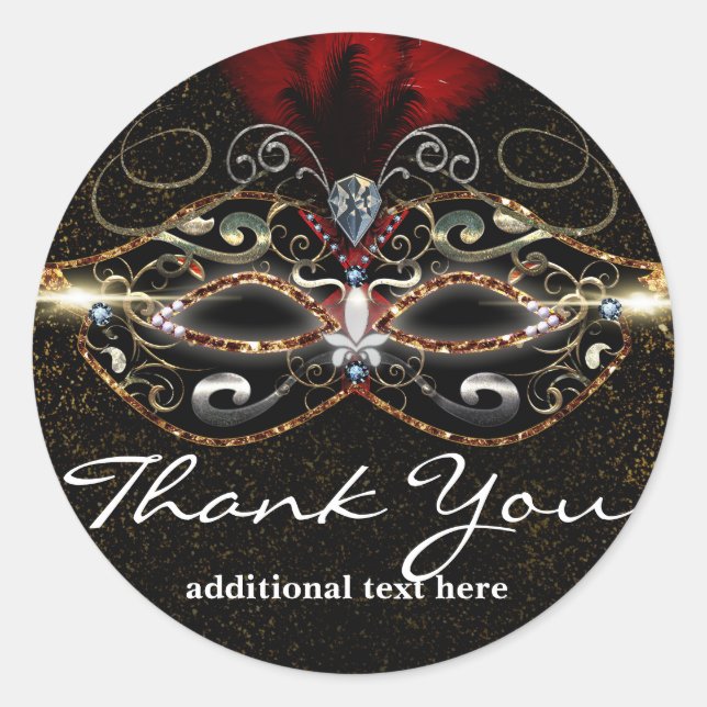 Masquerade Mask Red Elegant Party Favor Sticker (Front)