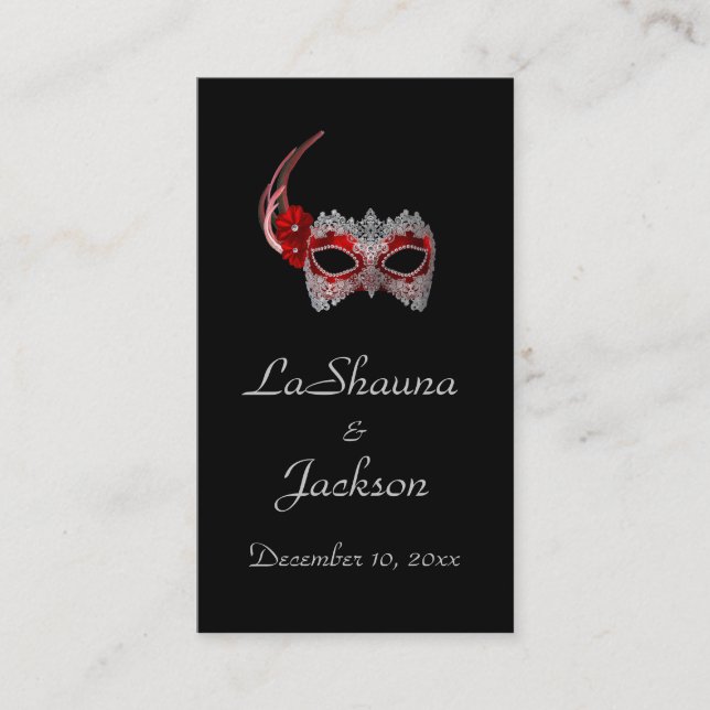 "Masquerade Mask" - Red w/ Lace Business Card (Front)