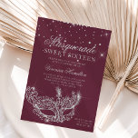 Masquerade mask silver glitter sparkles Sweet 16 Invitation<br><div class="desc">A modern,  chic and glamorous sweet sixteen with a hand drawn silver  glitter masquerade mask with silver glitter diamond sparkles on a dark red burgundy</div>