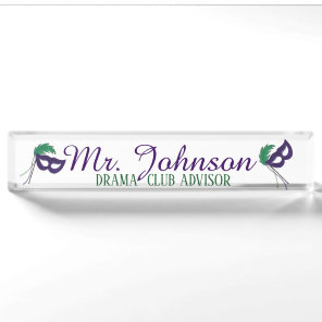 Masquerade Mask Thespian Drama Club Teacher Desk Name Plate