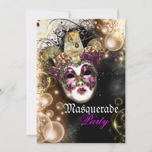 Masquerade mask venetian mardi gras party invitation