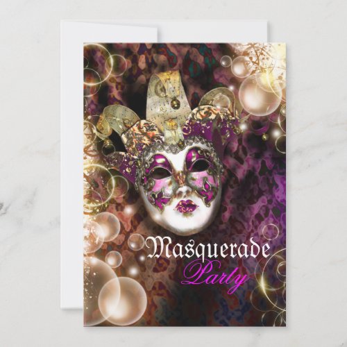 Masquerade mask venetian mardi gras party invitation