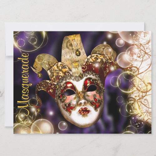 Masquerade mask venetian mardi gras party invitation