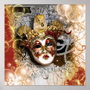 Masquerade mask venetian mardi gras party poster
