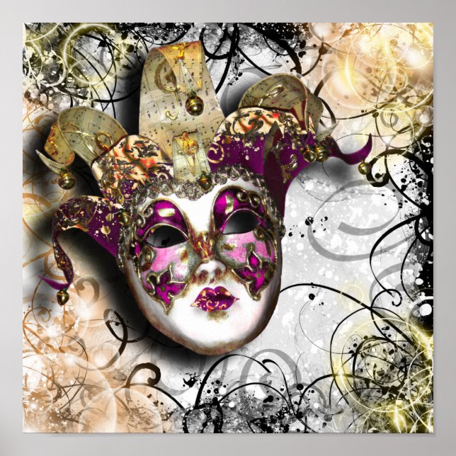 Masquerade mask venetian mardi gras party poster (Front)