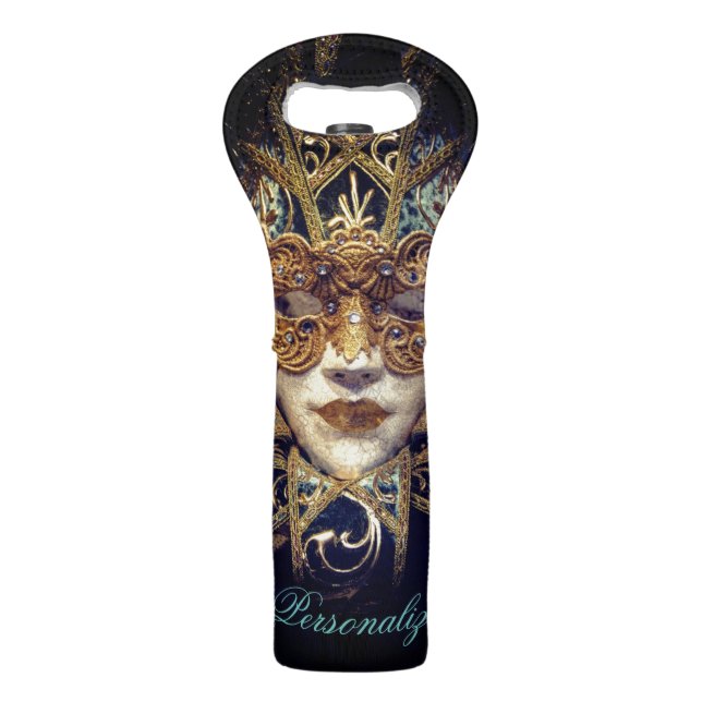 Masquerade mask Victorian elegant gothic black  Wine Bag (Front)