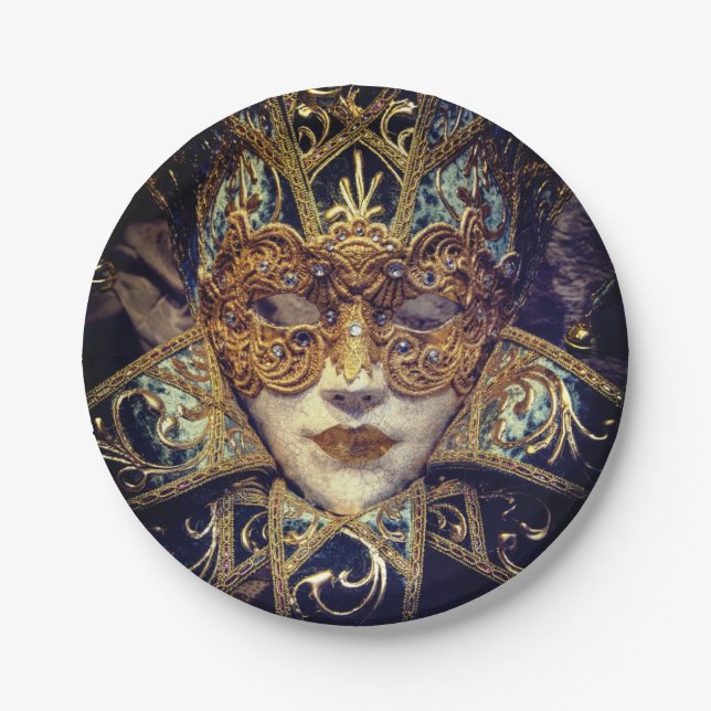 Masquerade mask Victorian elegant gothic Paper Plates (Front)