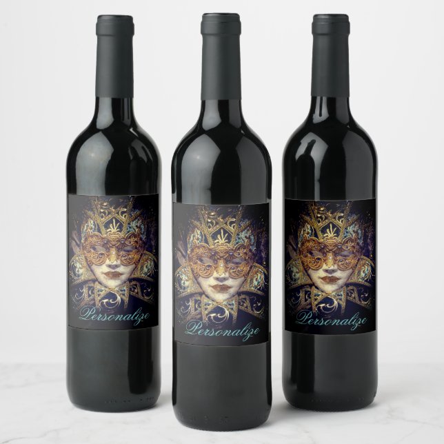 Masquerade mask Victorian elegant gothic  Wine Label (Bottles)