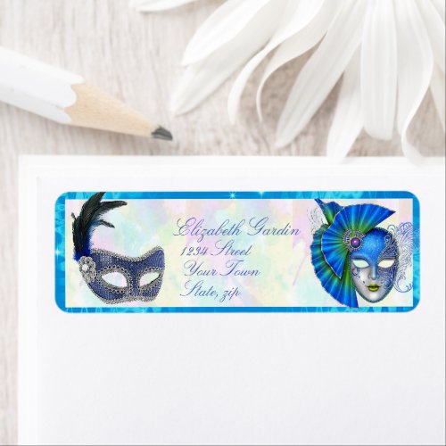 Masquerade Masks Mardi Gras Elegant Return Address Label