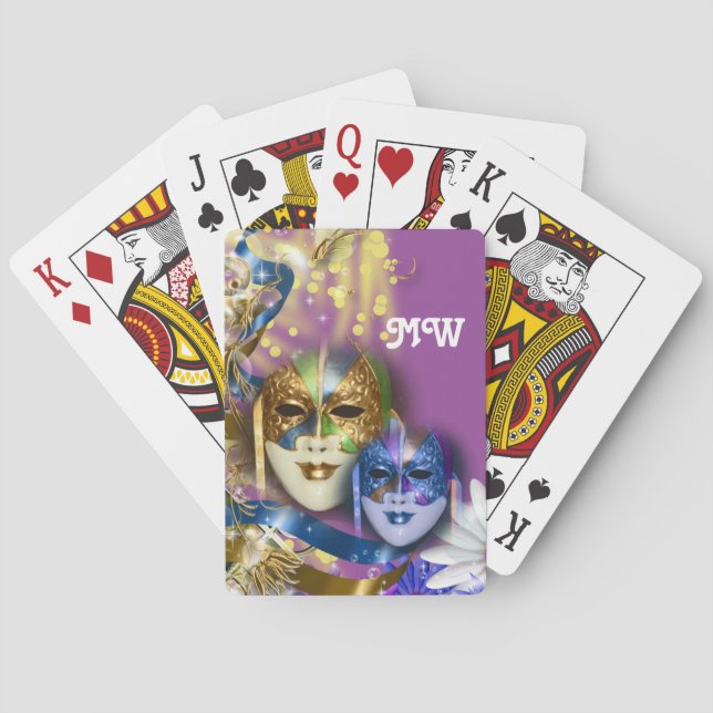 Masquerade monogram girls name PERSONALIZE Poker Cards (Back)