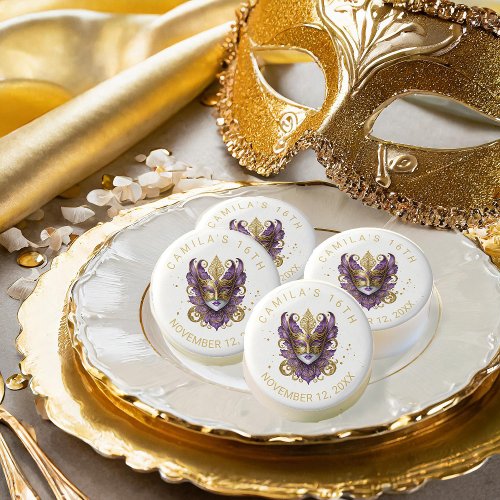 Masquerade Motif Sweet 16 Purple Gold ID1032 Chocolate Covered Oreo