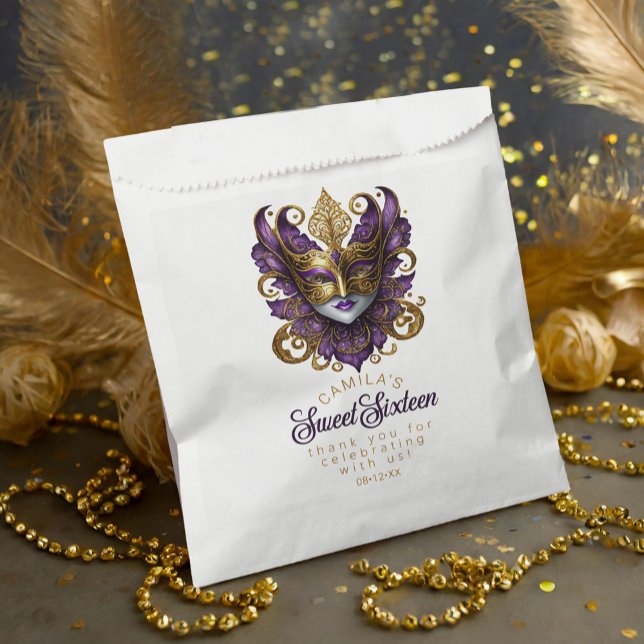 Masquerade Motif Sweet 16 Purple Gold ID1032 Favor Bag (Creator Uploaded)
