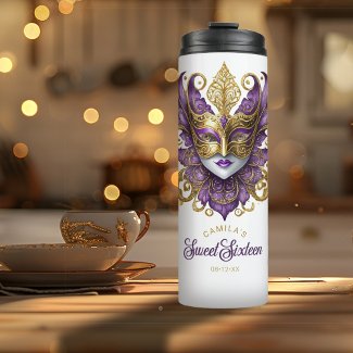 Masquerade Motif Sweet 16 Purple Gold ID1032
