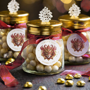 Masquerade Motif Sweet 16 Red Gold ID1032 Classic Round Sticker