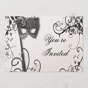 Masquerade Mystique  BW Invitation