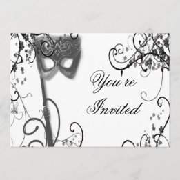 Masquerade Mystique BW Invitation