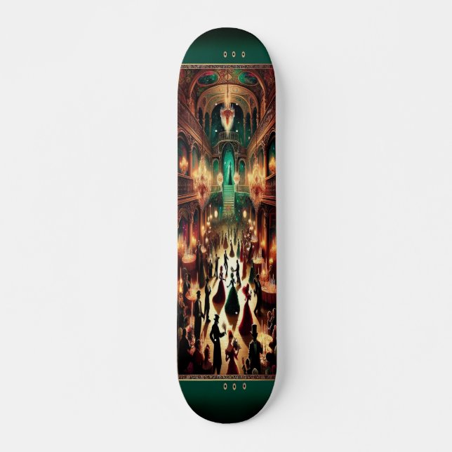 "Masquerade Mystique: Victorian Ball Skateboard De (Front)