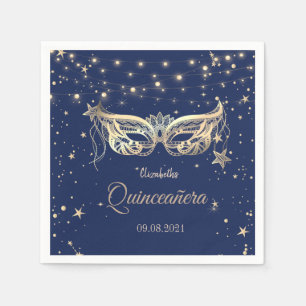 Masquerade, Navy Blue Stars  Quinceañera  Napkins