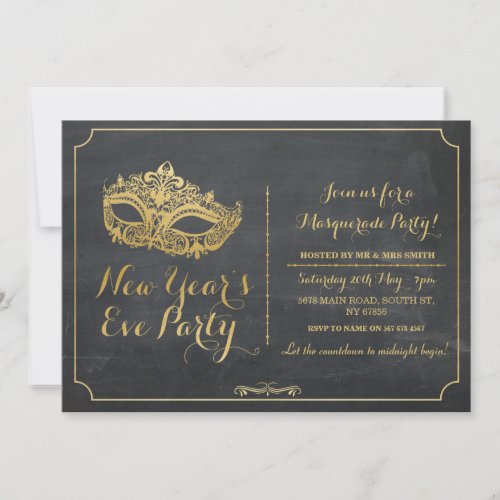 MASQUERADE New Year Years Eve Party Mask Invite