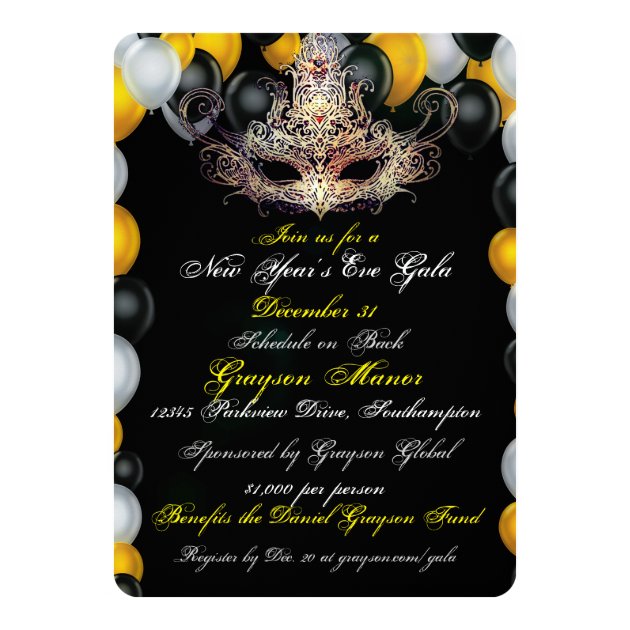 Masquerade New Year's Eve Gala Invitation