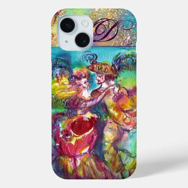 MASQUERADE NIGHT / CARNIVAL DANCE MONOGRAM Case-Mate iPhone CASE (Back)