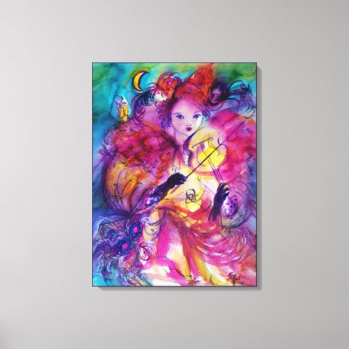 MASQUERADE NIGHT Carnival Musician in Pink Costume Canvas Print