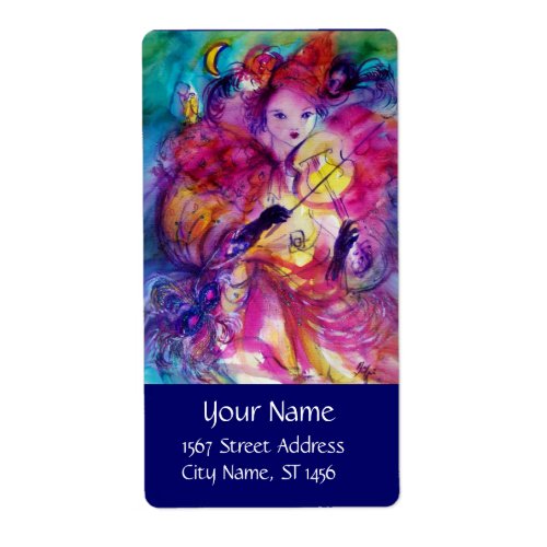 MASQUERADE NIGHT Carnival Musician in Pink Costume Label