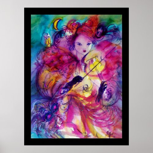 MASQUERADE NIGHT Carnival Musician in Pink Costume Poster