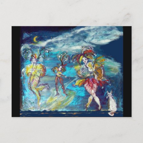 MASQUERADE NIGHT DANCING AND MUSIC INVITATION POSTCARD