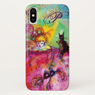 MASQUERADE NIGHT / LADY WITH BLACK CAT MONOGRAM iPhone X CASE