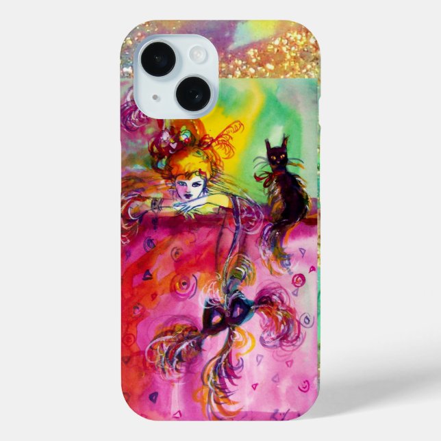 MASQUERADE NIGHT / LADY WITH BLACK CAT MONOGRAM Case-Mate iPhone CASE (Back)