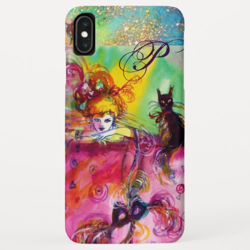 MASQUERADE NIGHT  LADY WITH BLACK CAT MONOGRAM iPhone XS MAX CASE