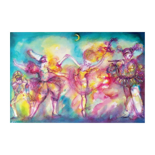 MASQUERADE NIGHT,Mardi Gras Masks,Dance,Music Acrylic Print (Front)