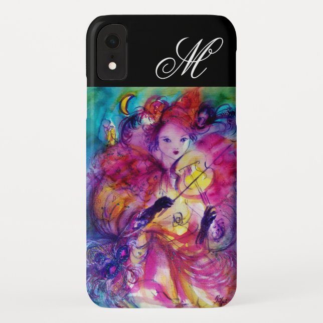 MASQUERADE NIGHT VIOLINIST AND OWL Monogram Case-Mate iPhone Case (Back)