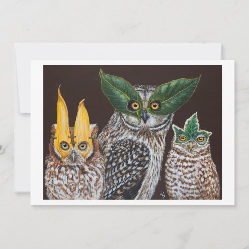 Masquerade owls flat card