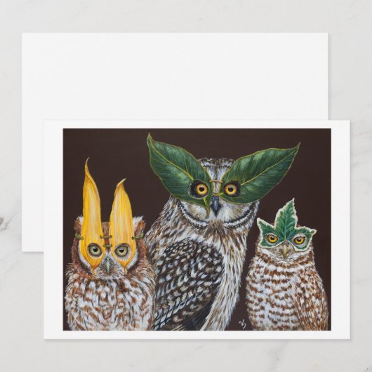 Masquerade owls flat card (Front/Back)